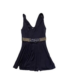 Sky The Brand Black Babydoll Y2K Hold Chain Empire Belt Sleeveless Top 2000'
